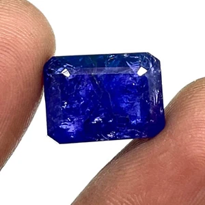 Pietra preziosa certificata blu vibrante taglio smeraldo tanzanite naturale 13,90 ct - Foto 1 di 24