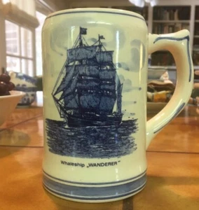 Blue Delfts "The Wanderer" Bierkrug handbemalt Holland 5,25" hoch - Bild 1 von 6