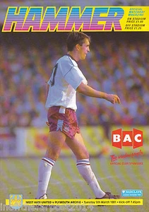 West Ham United V Plymouth Argyle 1990/91 05-03-1991 División 2 (Excelente) - Imagen 1 de 1