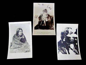 3 Vtg Native American Photo Post Cards- MA-Z_OO-NIE (The Little Bird Hunter) + 2 - Picture 1 of 3