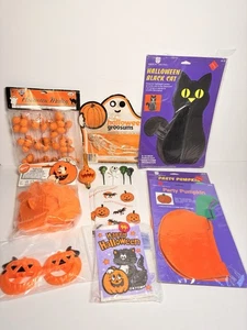 Vintage Halloween Party Lot Cupcake Picks Treat Bags Favors Decorations Glasses - Picture 1 of 13
