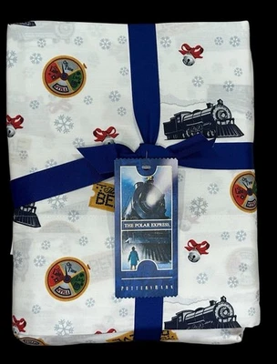 Juego de sábanas Pottery Barn Navidad Polar Express Train Twin XL algodón nuevo con etiquetas Foto 1 de 4