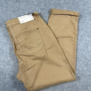 J Jill Slim Boyfriend Pants Womens 14 Tan Straight Fit Stretch Casual Chino - Picture 1 of 10