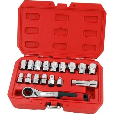17 Piece Socket Set Multi Fit - Go Thru Through Socket Set 3/8" 1/2" 1118 - Image 1 of 3