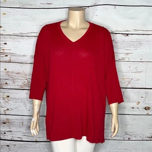 Catherines NWT Size 4X 30/32 Red V-Neck High-Low Hemline Sweater Top - Picture 1 of 4