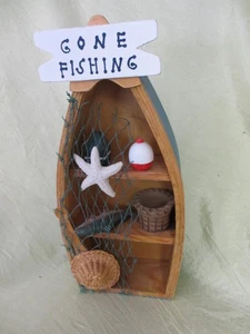 hanging fishing decor 11 3/4 canoe DORY BOAT display model shelf stand Buoy - Picture 1 of 11