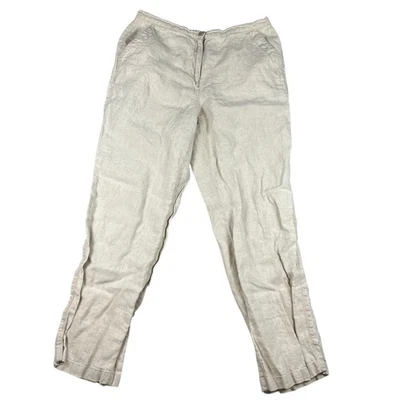 L.L. Bean Pants Womens 6 Linen Oatmeal Beige Casual Beach Cruise - Image 1 of 4