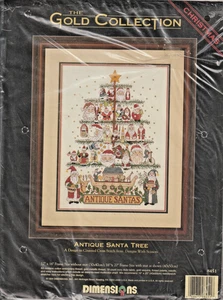 "ANTIQUE SANTA TREE" THE GOLD COLLECTION Counted Cross Stitch Kit by Dimensions - Picture 1 of 3