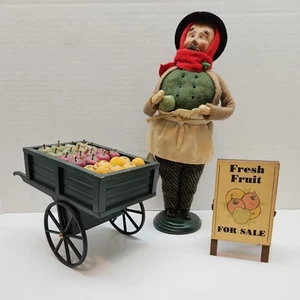 Byers Choice 1999 "Cries of London" Man Fruit Vendor Orange Apple Cart Rare Sign - Picture 1 of 16