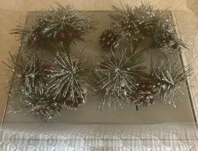 Kim Seybert Living Navidad Invierno Servilleteros Nuevos con Etiquetas Juego de 4 Conos de Pino Bayas Foto 1 de 4