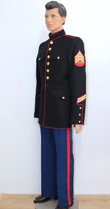 USMC US Marine Corps Dress Blues Uniform Set Poly/Wool Jacket 39R Pants 32x32 - Picture 1 of 14