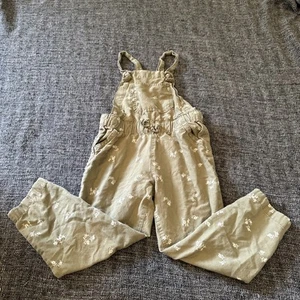 Osh Kosh Bgosh Girls 7 Kids Green Flower Adjustable Straps Faux Belt Overalls - Picture 1 of 6
