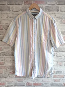 M&S Shirt Size M Regular Laundered Oxford Candy Striped Pastel Stripes Summer - Picture 1 of 10