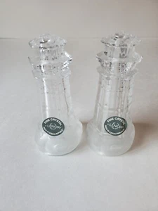 Lenox Lighthouse Salt & Pepper Shakers Full Lead Crystal 4 inches Tall - Picture 1 of 4