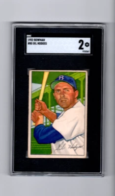 1952 Bowman Gil Hodges Brooklyn Dodgers #80 ⭐️💥🎯 SGC classificação 2 - Imagem 1 de 2