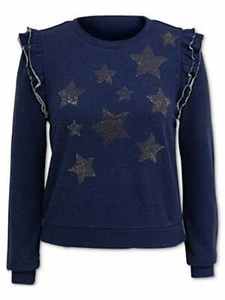 INC Damen-Sweatshirt meliert Midnight Rüschen Sterne Gr. M 69,5 $ TINI {&} - Bild 1 von 4
