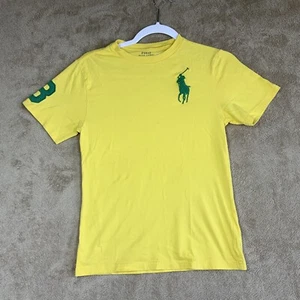 Polo Ralph Lauren Yellow Big Logo #3 T-shirt Youth M 10-12 Classic Preppy EUC - Picture 1 of 7
