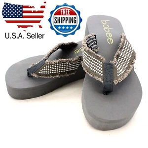 NEW !!! Bobee Grey Womens EVA Platform Wedge Sandal Flip Flop Thong Slipper - Picture 1 of 6