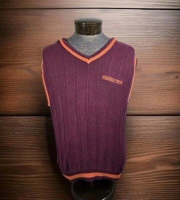 Chaleco Suéter Virginia Tech VT Para Hombres M Granate Bordado Logotipo Deletreado Buey Deporte Foto 1 de 4