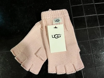 GUANTES DE PUNTO UGG MUJER SIN DEDOS, ROSA CLARO, NUEVOS CON ETIQUETAS, TALLA ÚNICA Foto 1 de 2