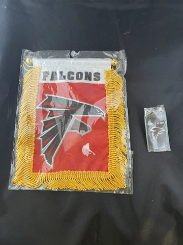 NFL ATLANTA FALCONS MINI BANNER  FOR CAR w/ SUCTION CUP & DOGTAG NECKLACE NEW Cover