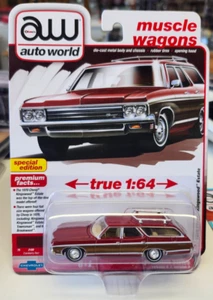 Auto World Muscle Wagons 1970 Chevy Kingswood Estate R4 Version A #3 in Red - Picture 1 of 3