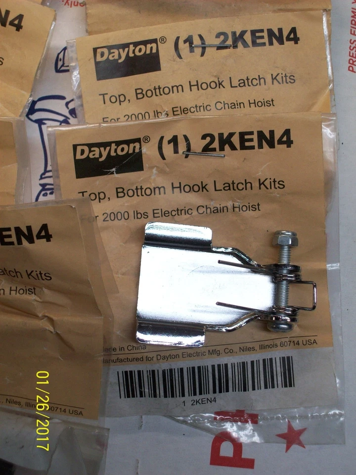 NUEVO KIT DE CIERRE DE GANCHO SUPERIOR E INFERIOR DAYTON para polipasto de cadena de 2000 libras, 2ken4 Foto 1 de 1