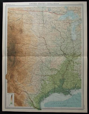 Antique Map: United States Central Section by John Bartholomew, Times Atlas 1922 - Image 1 of 4