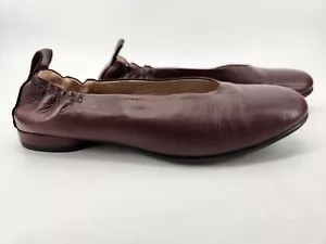 New Women's ECCO Chocolate Leather Anine Classic Ballet Flat Shoes Size 38/US 7 - Picture 1 of 10