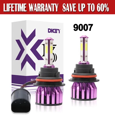 9007 HB5 CREE LED Headlight 2000W 240000LM 4-Sided Bulbs 6000K White High Power - Image 1 of 4