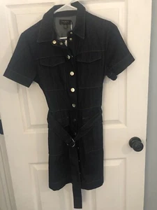 NWT TED BAKER Polinna Buckle Detail Denim Mini Dress Size 0 US 2 MRSP ($259 Jean - Picture 1 of 5