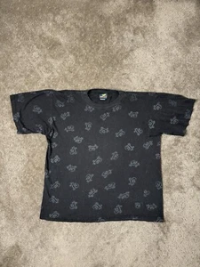 Vintage Mens Black Tshitr 90s Gecko Hawaii monogram style Size L - Imagen 1 de 10