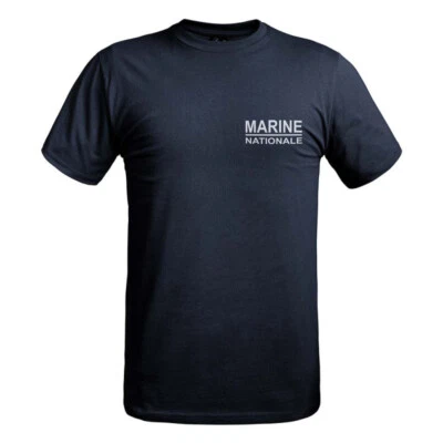 T-SHIRT STRONG TEXTE MARINE NATIONALE BLEU MARINE MILITAIRE PAINTBALL AIRSOFT - Photo 1/2