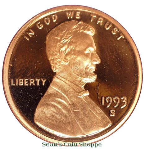 1993 S Lincoln Cent Penny 1C Gem Deep Cameo Proof San Francisco Free Shipping! Cover