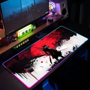 Japanese Sakura Samurai Black RGB Mouse Pad Large 900x400x3mm - Picture 1 of 8