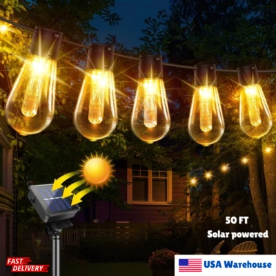 50 футов уличные гирлянды светодиодные солнечные патио сад вечеринка водонепроницаемые подключаемые - Изображение 1 из 4