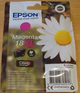 Cartucho GENUINO EPSON 18XL Magenta (rojo) ORIGINAL T1813 MARGARITA tinta fresca sellada - Imagen 1 de 4