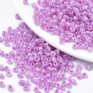 50g pearlised purple 4mm glass seed beads - for beading, craft, jewellery making - Picture 1 of 4