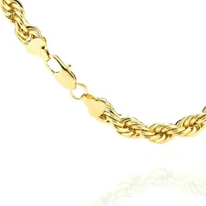Rope Chain 14K Yellow Gold 2-6.5mm Men Women Hollow Necklace Chain Italy 16"-30" - Picture 1 of 12