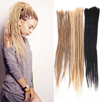 100% Human Hair Dreadlock Extension 20" Handmade Hair Dreads Braids Hippie Locs