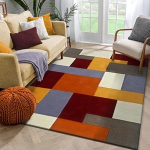 Modern Block Pattern Multicolor Area Rug Hand Tufted Rug Carpet - Picture 1 of 5