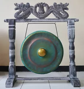 Gong 50cm Large Metal Green Wooden Stand - Healing Sound Yoga Meditation - Picture 1 of 8