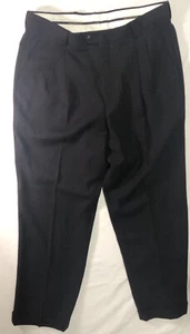 Bachrach Mens's Pants 38x32 Black Pleated Slack Dress Pants Mid Rise Straight - Picture 1 of 13