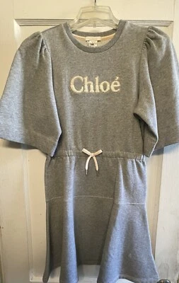 Платье с флисовым логотипом для девочек Chloe, серое, 14 - Изображение 1 из 4