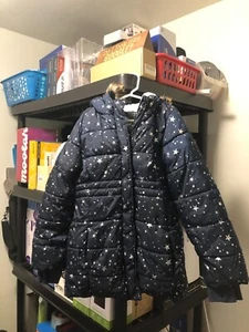 Girls Toddler Puffer Jacket in Navy Blue w/ Stars Size 8 - Picture 1 of 3