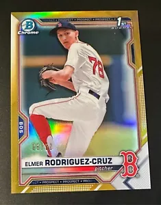 Elmer Rodriguez-Cruz 2021 Bowman Cromo ORO Rifrattore #8/50 Boston Red Sox RARO - Foto 1 di 6