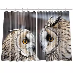 Owls Curtains Window Drapes 2 Panel Set with Hooks Waterproof Fabric - Picture 1 of 10