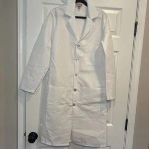 New XS Regular 5 Button Red Kap Men's Button-Front Lab Coat White - Picture 1 of 6