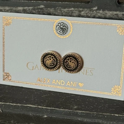 Alex Ani Game of Thrones Targaryen Earrings 925 Sterling 14kt Rose Gold Plated Foto 1 de 4