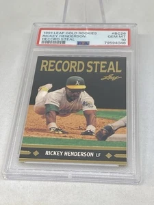 1991 Gold Leaf Rookies #BC26 Rickey Henderson A's HOF PSA 10 Low Population - Picture 1 of 3